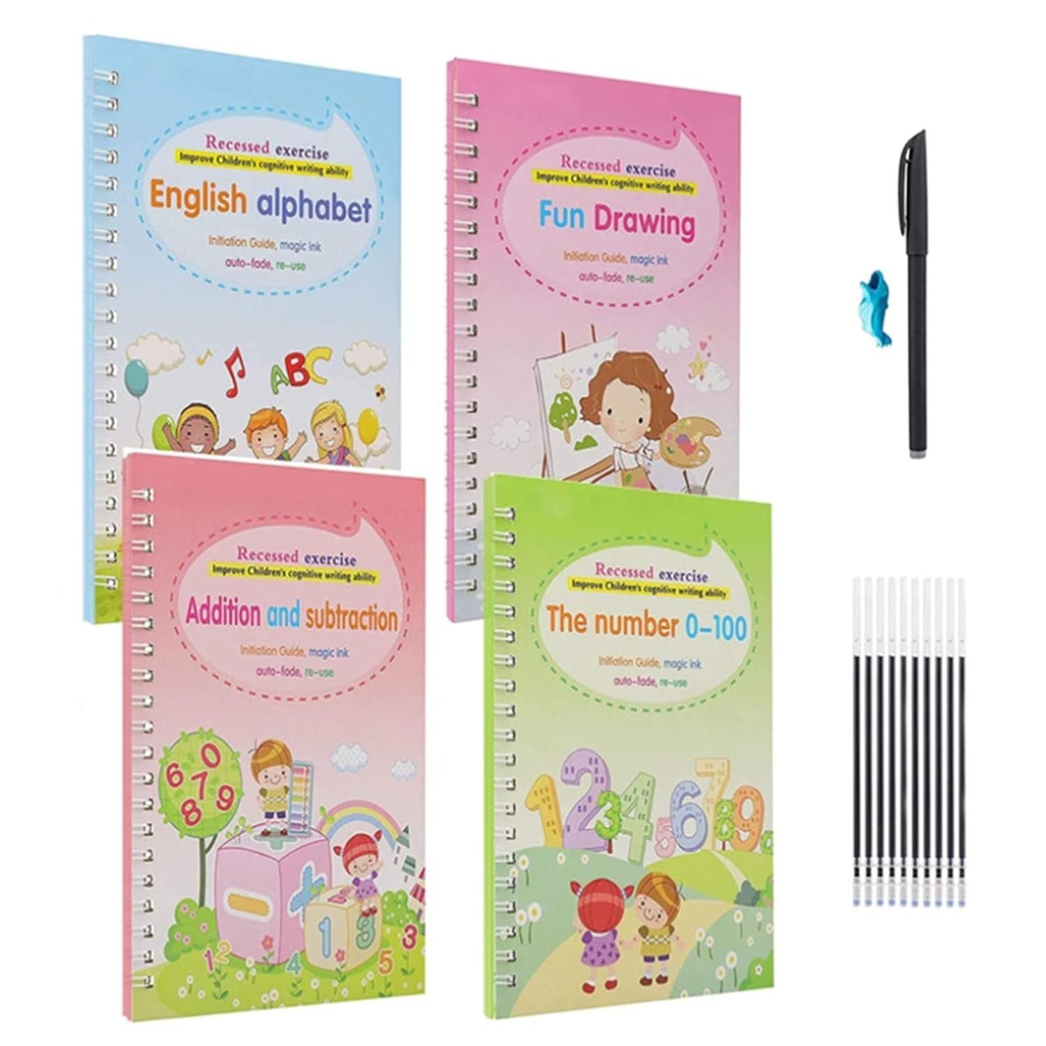 Reusable Handwriting Books (Set of 5) -  தமிழ், English, Numbers, Maths and Drawing